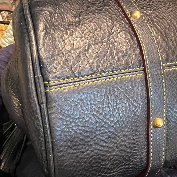 Dooney & Bourke NAVY Florentine Tasseled Pebbled Leather Satchel EUC - Picture 12 of 12